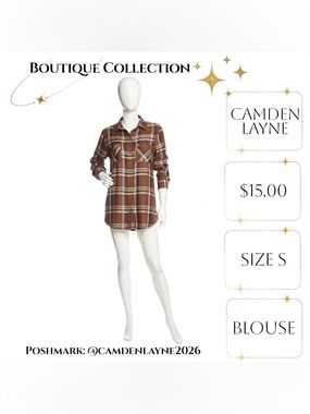 Camden Layne Women's Brown Plaid Button-Down Shirt